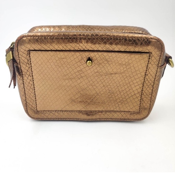 Madewell Bronze Metallic Snake Embossed Leather  Edition Transport Camera Bag - Picture 4 of 11
